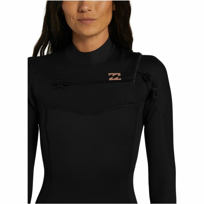 2024 Billabong Womens Foil 3/2mm Chest Zip Wetsuit ABJW100187 - Black